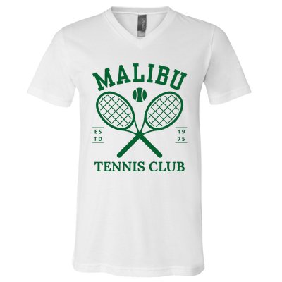 Malibu California Preppy Tennis Club Green V-Neck T-Shirt