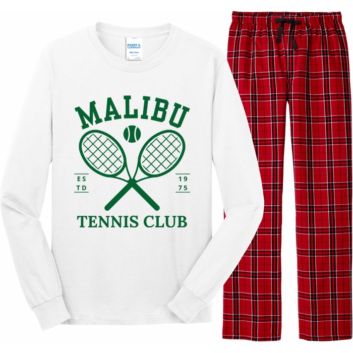 Malibu California Preppy Tennis Club Green Long Sleeve Pajama Set