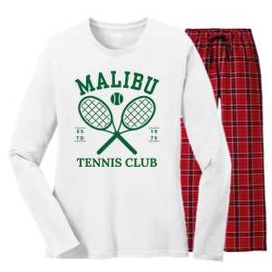 Malibu California Preppy Tennis Club Green Women's Long Sleeve Flannel Pajama Set 