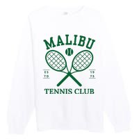 Malibu California Preppy Tennis Club Green Premium Crewneck Sweatshirt