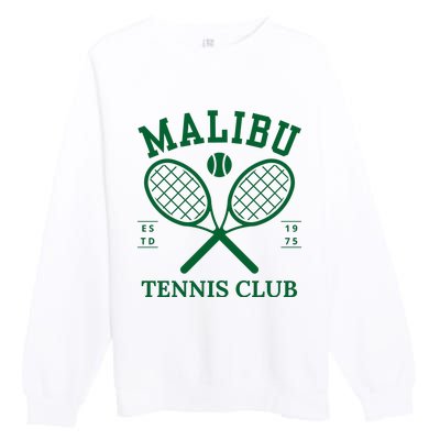 Malibu California Preppy Tennis Club Green Premium Crewneck Sweatshirt