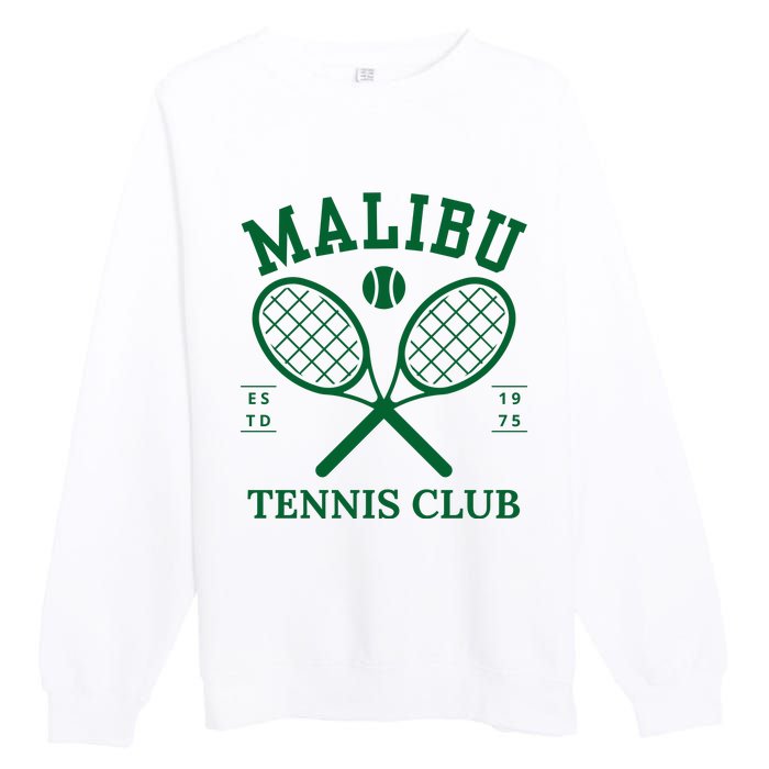 Malibu California Preppy Tennis Club Green Premium Crewneck Sweatshirt