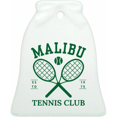 Malibu California Preppy Tennis Club Green Ceramic Bell Ornament