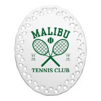 Malibu California Preppy Tennis Club Green Ceramic Oval Ornament