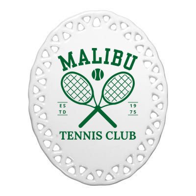 Malibu California Preppy Tennis Club Green Ceramic Oval Ornament