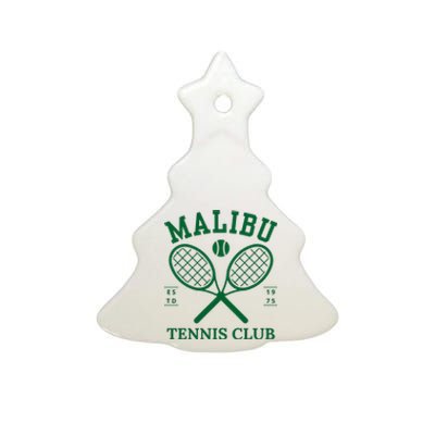 Malibu California Preppy Tennis Club Green Ceramic Tree Ornament