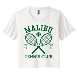 Malibu California Preppy Tennis Club Green Women's Crop Top Tee