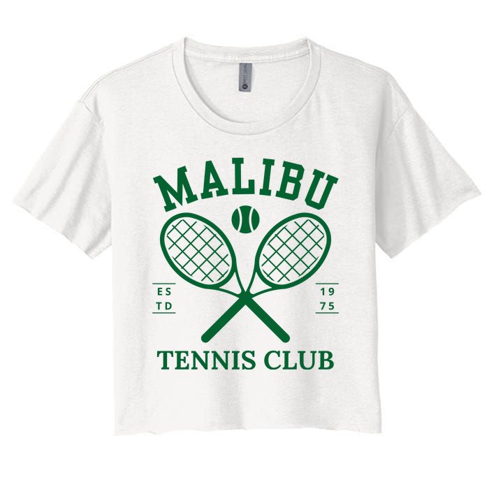 Malibu California Preppy Tennis Club Green Women's Crop Top Tee