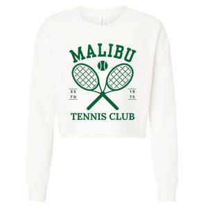 Malibu California Preppy Tennis Club Green Cropped Pullover Crew