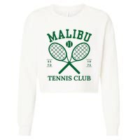 Malibu California Preppy Tennis Club Green Cropped Pullover Crew