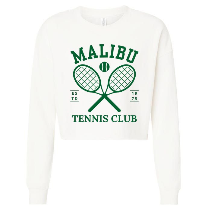 Malibu California Preppy Tennis Club Green Cropped Pullover Crew