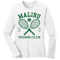 Malibu California Preppy Tennis Club Green Ladies Long Sleeve Shirt