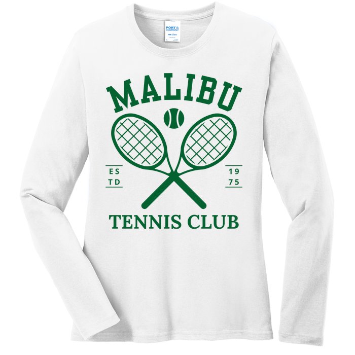 Malibu California Preppy Tennis Club Green Ladies Long Sleeve Shirt