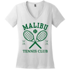 Malibu California Preppy Tennis Club Green Women's V-Neck T-Shirt