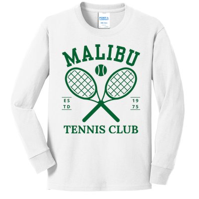 Malibu California Preppy Tennis Club Green Kids Long Sleeve Shirt