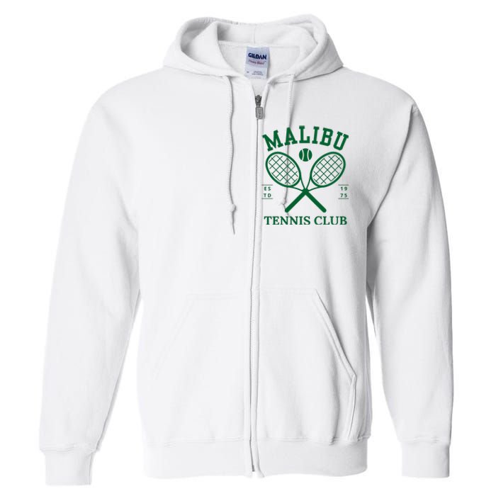 Malibu California Preppy Tennis Club Green Full Zip Hoodie