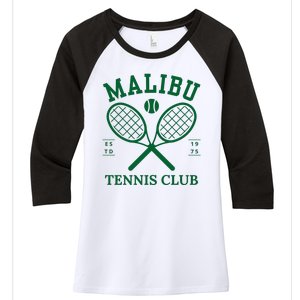 Malibu California Preppy Tennis Club Green Women's Tri-Blend 3/4-Sleeve Raglan Shirt