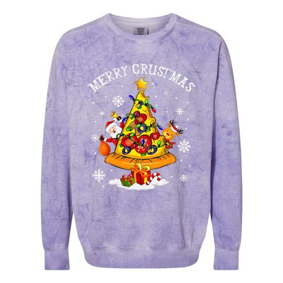 merry crustmas pizza christmas tree xmas Colorblast Crewneck Sweatshirt