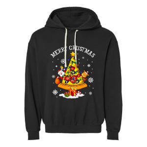 merry crustmas pizza christmas tree xmas Garment-Dyed Fleece Hoodie