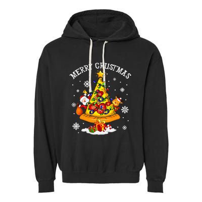 merry crustmas pizza christmas tree xmas Garment-Dyed Fleece Hoodie