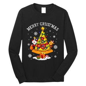 merry crustmas pizza christmas tree xmas Long Sleeve Shirt