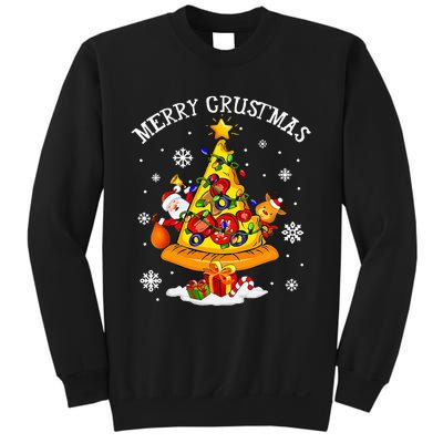 merry crustmas pizza christmas tree xmas Sweatshirt