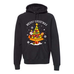 merry crustmas pizza christmas tree xmas Premium Hoodie