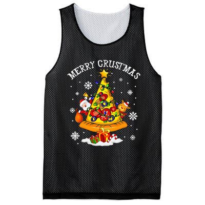 merry crustmas pizza christmas tree xmas Mesh Reversible Basketball Jersey Tank