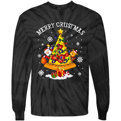 merry crustmas pizza christmas tree xmas Tie-Dye Long Sleeve Shirt