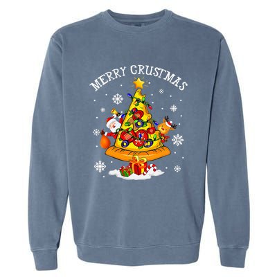 merry crustmas pizza christmas tree xmas Garment-Dyed Sweatshirt