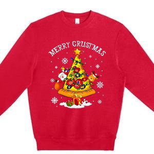 merry crustmas pizza christmas tree xmas Premium Crewneck Sweatshirt