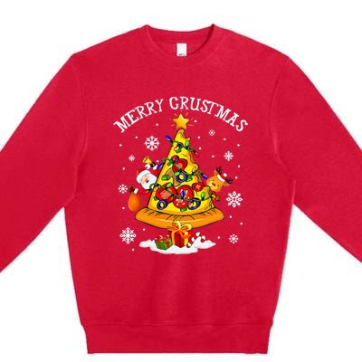 merry crustmas pizza christmas tree xmas Premium Crewneck Sweatshirt