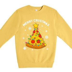 Merry Crustmas Pizza Christmas Tree Xmas Gifts Premium Crewneck Sweatshirt