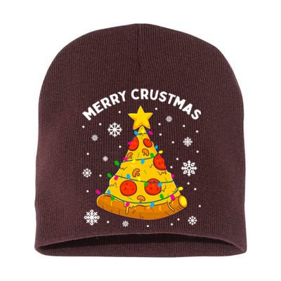 Merry Crustmas Pizza Christmas Tree Xmas Gifts Short Acrylic Beanie