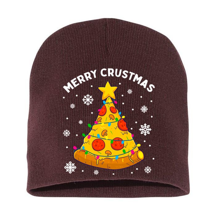 Merry Crustmas Pizza Christmas Tree Xmas Gifts Short Acrylic Beanie