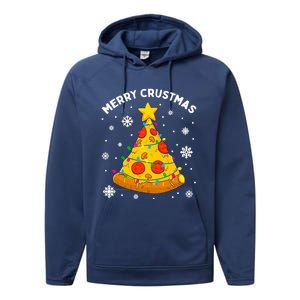 Merry Crustmas Pizza Christmas Tree Xmas Gifts Performance Fleece Hoodie