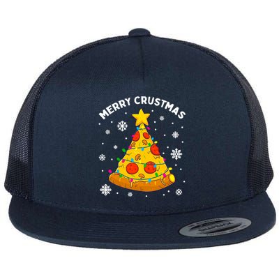 Merry Crustmas Pizza Christmas Tree Xmas Gifts Flat Bill Trucker Hat