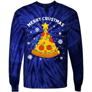 Merry Crustmas Pizza Christmas Tree Xmas Gifts Tie-Dye Long Sleeve Shirt