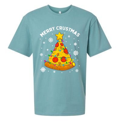 Merry Crustmas Pizza Christmas Tree Xmas Gifts Sueded Cloud Jersey T-Shirt