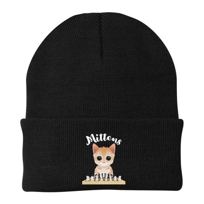 Mittens Cat Playing Chess Game Mittens Knit Cap Winter Beanie