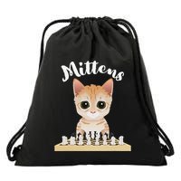Mittens Cat Playing Chess Game Mittens Drawstring Bag