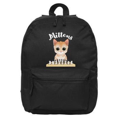 Mittens Cat Playing Chess Game Mittens 16 in Basic Backpack