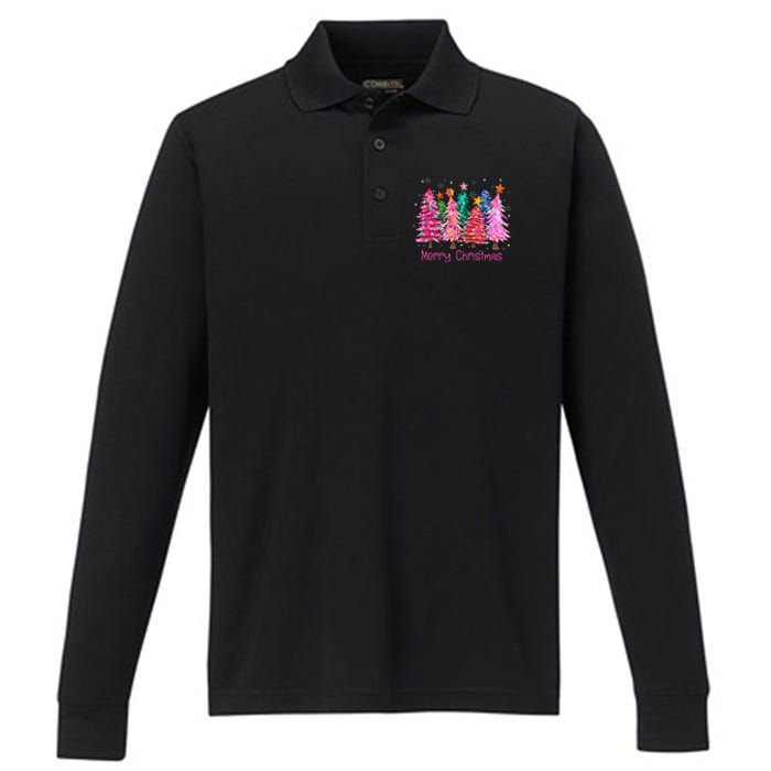 Merry Christmas Pin.K Christmas Tree Pin.K Christmas Costume Performance Long Sleeve Polo