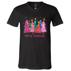 Merry Christmas Pin.K Christmas Tree Pin.K Christmas Costume V-Neck T-Shirt