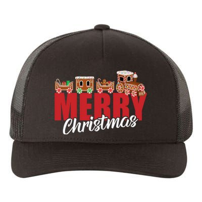 Merry Christmas Pajama Cookie Train Gingerbread Candy Cane Yupoong Adult 5-Panel Trucker Hat