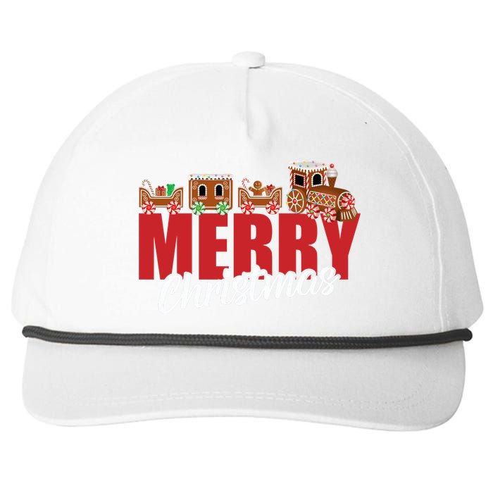 Merry Christmas Pajama Cookie Train Gingerbread Candy Cane Snapback Five-Panel Rope Hat