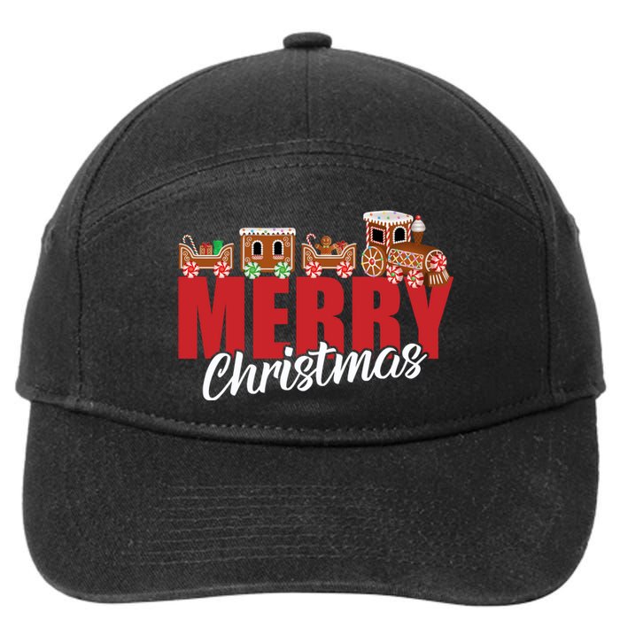 Merry Christmas Pajama Cookie Train Gingerbread Candy Cane 7-Panel Snapback Hat