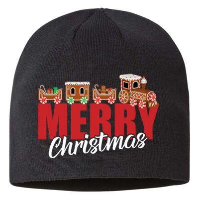 Merry Christmas Pajama Cookie Train Gingerbread Candy Cane Sustainable Beanie