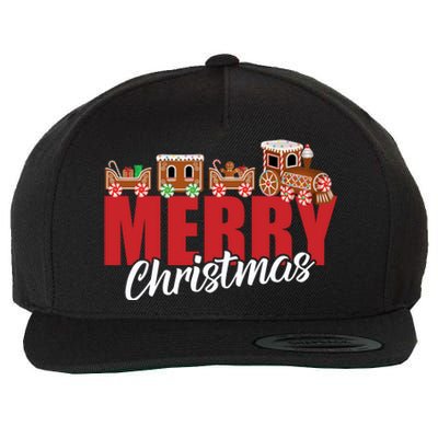 Merry Christmas Pajama Cookie Train Gingerbread Candy Cane Wool Snapback Cap