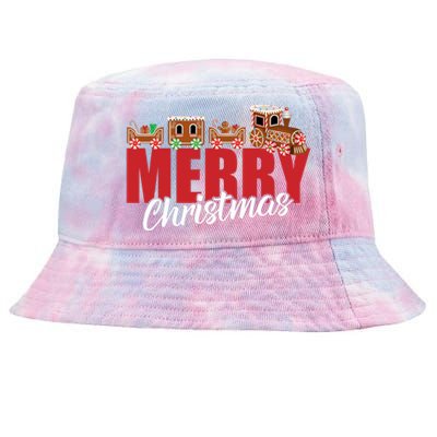 Merry Christmas Pajama Cookie Train Gingerbread Candy Cane Tie-Dyed Bucket Hat